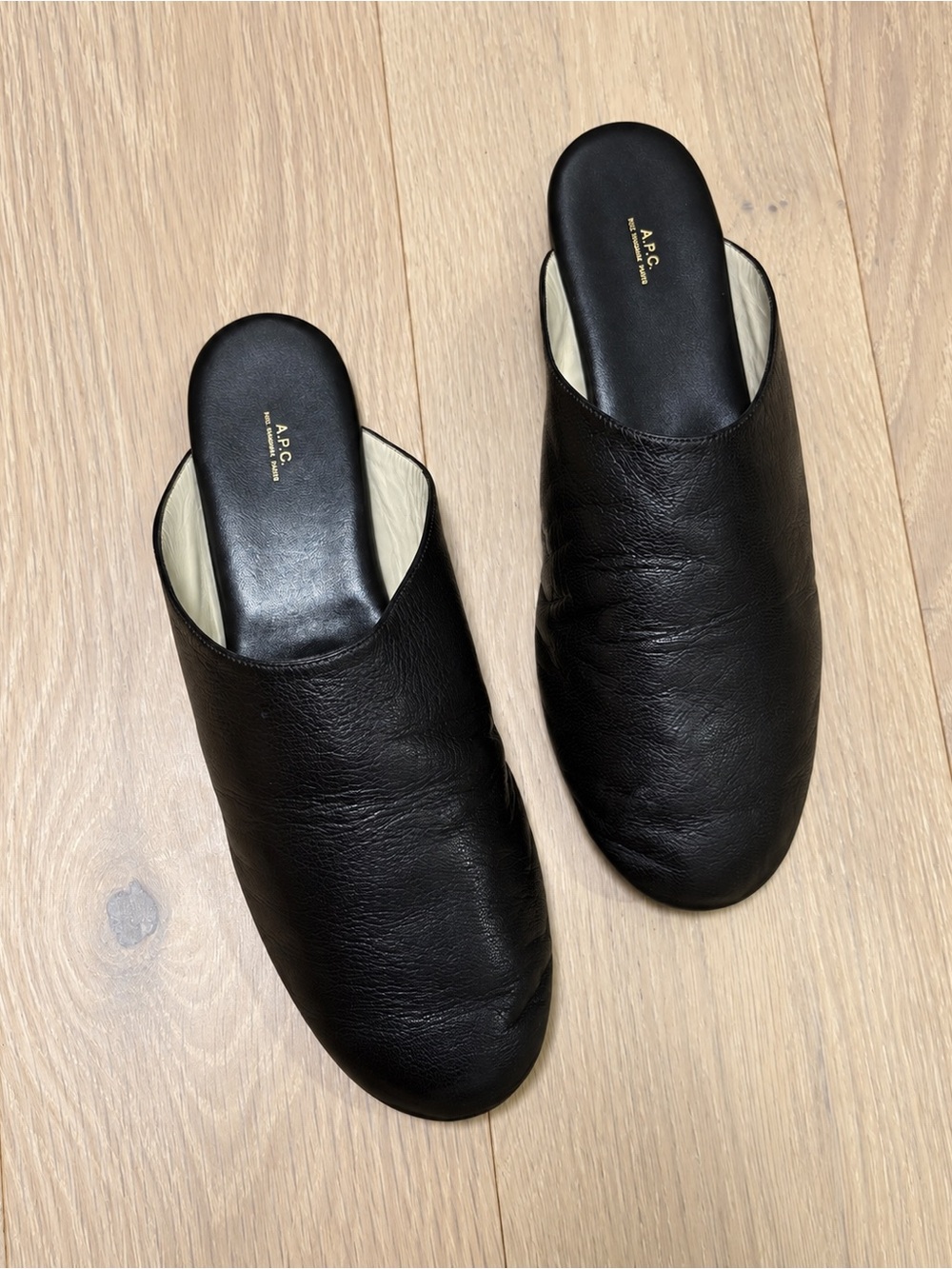 A.P.C. Brown Les Mules Goatskin Leather Slip-On Loafers Mules